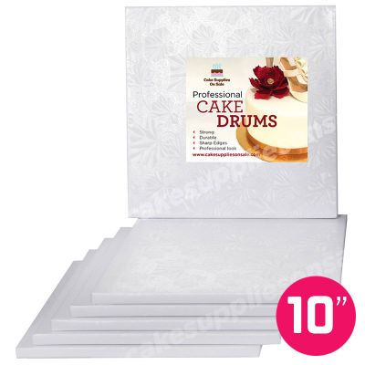 10" White Square Drum 1/2", 6 count
