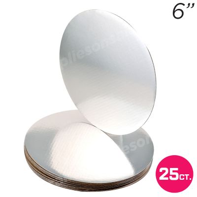 6" Silver Round Coated Cakeboard, 25 ct