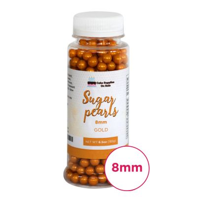 Sugar Pearls - Pearlized 8mm, 6.5 oz - Gold