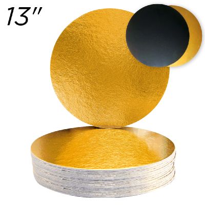 13" Gold/Black Solid Cake Board, Thin Drum 3 mm, 10 ct.
