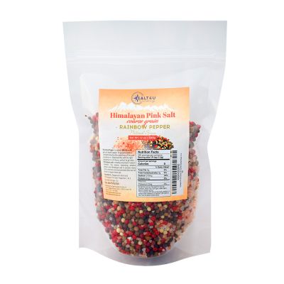Himalayan Pink Salt Coarse Grain with Rainbow Pepper, 12 oz.