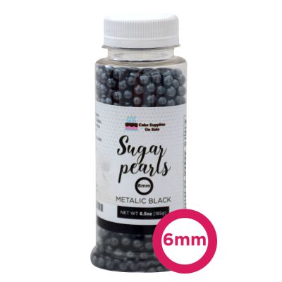 Sugar Pearls - Pearlized 6mm, 6.5 oz - Black