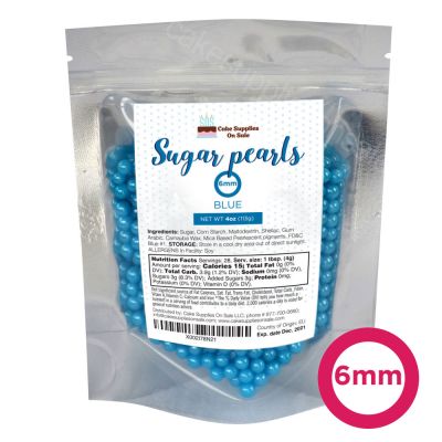 Sugar Pearls - Pearlized 6mm, 4 oz - Blue