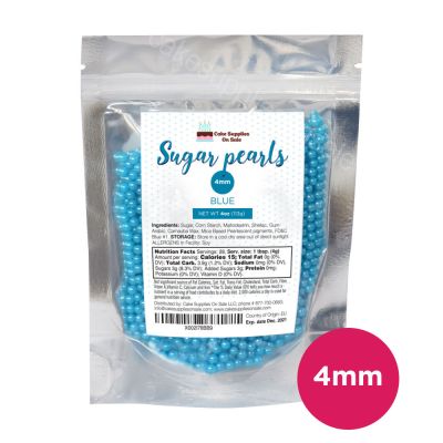 Sugar Pearls - Pearlized 4mm, 4 oz - Blue