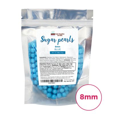 Sugar Pearls - Pearlized 8mm, 4 oz - Blue