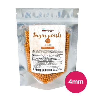 Sugar Pearls - Pearlized 4mm, 4 oz - Gold
