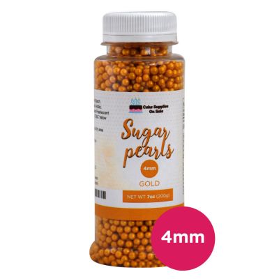 Sugar Pearls - Pearlized 4mm, 7 oz - Gold