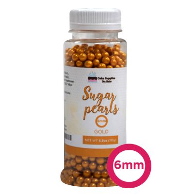 Sugar Pearls - Pearlized 6mm, 6.5 oz - Gold