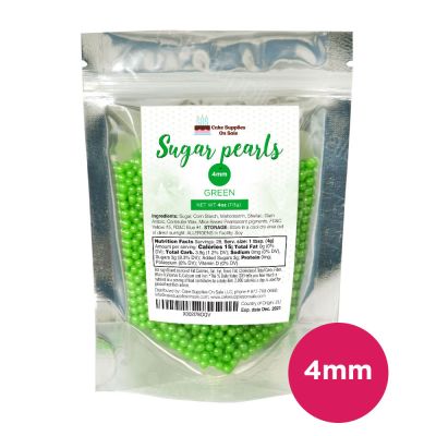 Sugar Pearls - Pearlized 4mm, 4 oz - Green