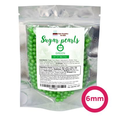 Sugar Pearls - Pearlized 6mm, 4 oz - Green