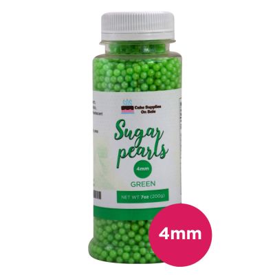 Sugar Pearls - Pearlized 4mm, 7 oz - Green