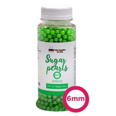 Sugar Pearls - Pearlized 6mm, 6.5 oz - Green