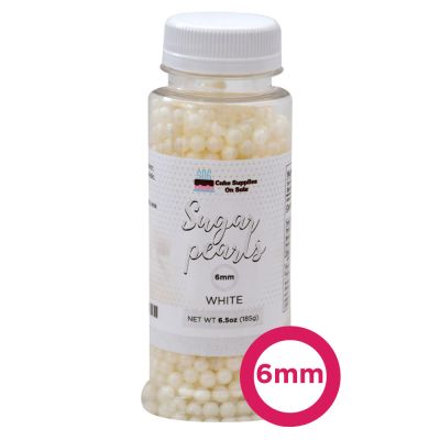 Sugar Pearls - Pearlized 6mm, 6.5 oz - White