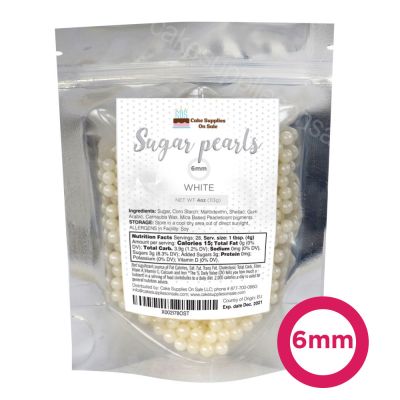 Sugar Pearls - Pearlized 6mm, 4 oz - White