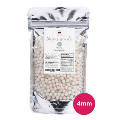 Sugar Pearls - Pearlized 4mm, 4 oz - White