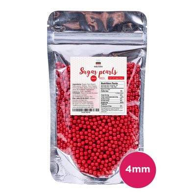 Sugar Pearls - Pearlized 4mm, 4 oz - Red