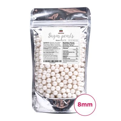 Sugar Pearls - Pearlized 8mm, 4 oz - White