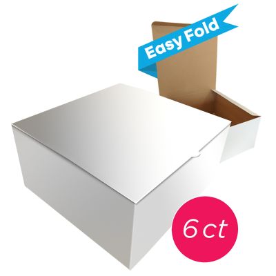 10x10x6 Easy Fold White/Brown Kraft Cake Box, 6 ct.